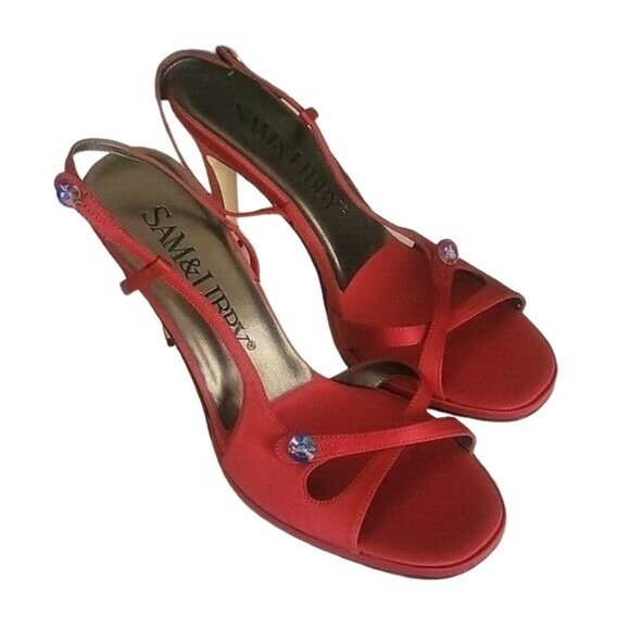 Sam & Libby | Red Strappy Heels | 4.5” inch Heel | Size 9 M | - Picture 4 of 11
